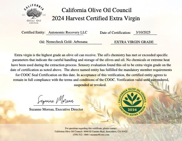 Olio Organic Extra Virgin Olive Oil, 750 ml, 2025 Harvest
