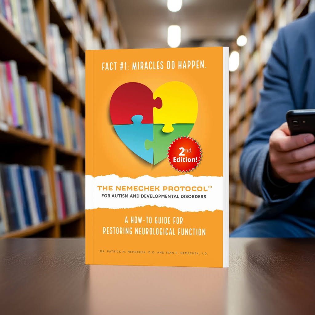 Man reading The Nemechek Protocol for Autism eBook on smartphone