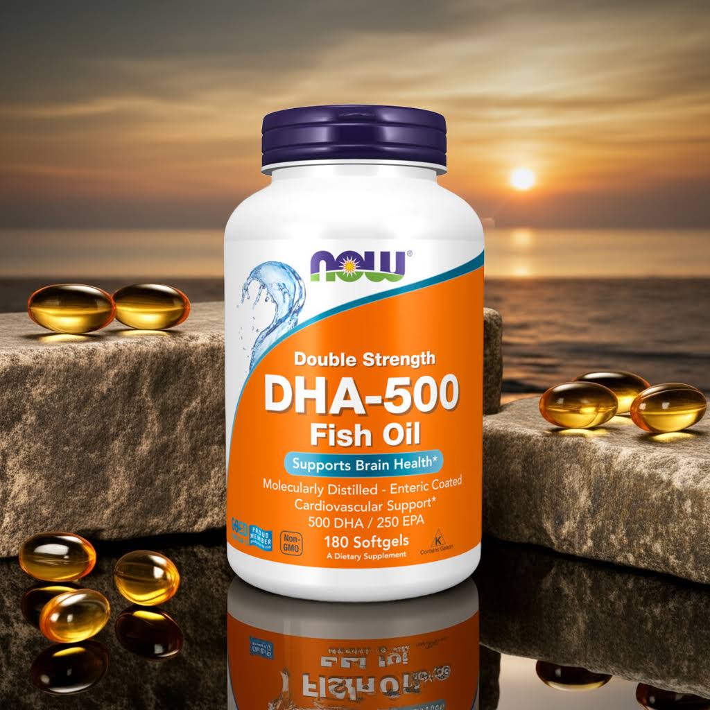 Cápsulas de aceite de pescado DHA-500 (NOW Foods)