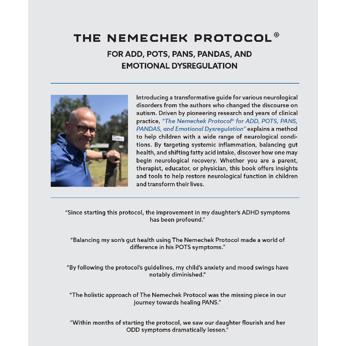 The Nemechek Protocol for ADD, POTS, PANS, PANDAS eBook — inside description page