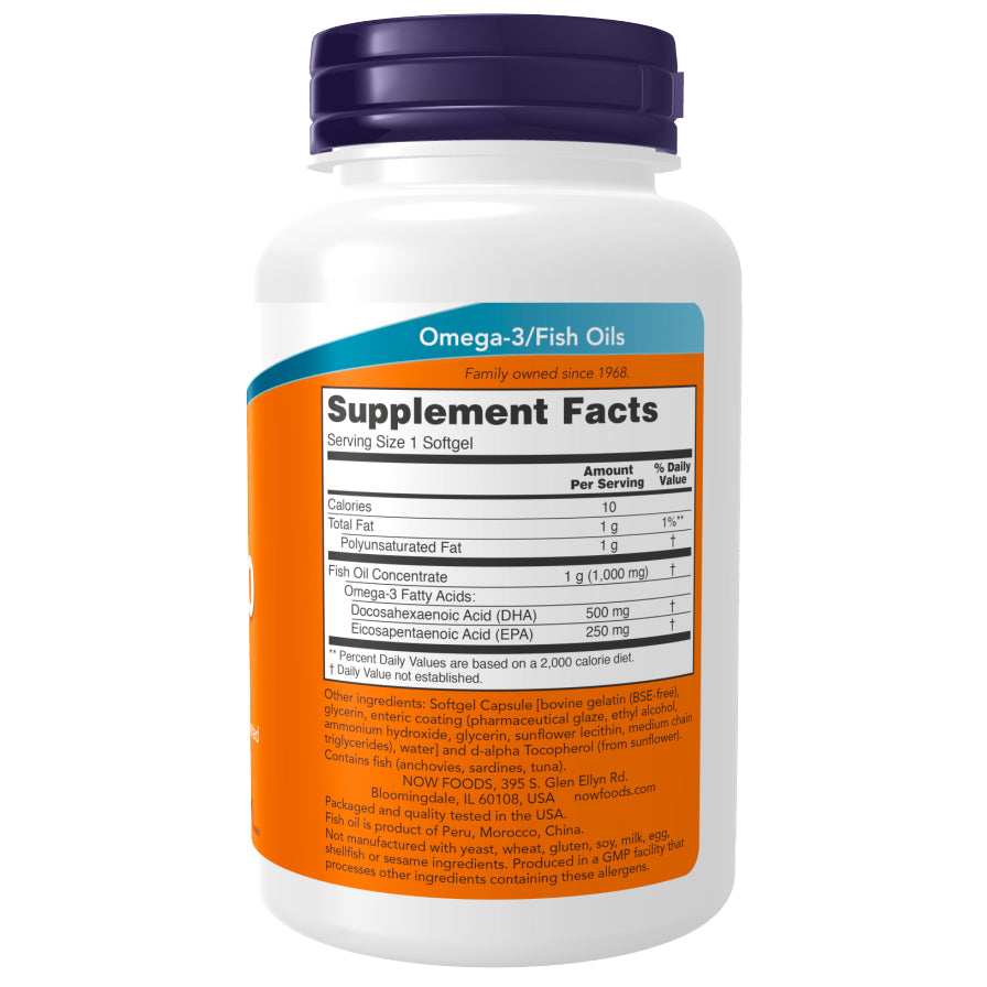 Cápsulas de aceite de pescado DHA-500 (NOW Foods)